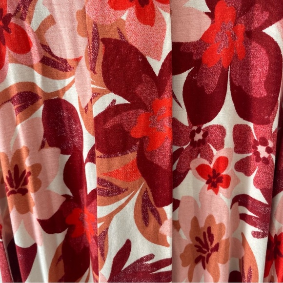 Free People Mimi Pink Red Floral Ruched Beachy Flowy Maxi Dress 37625 - Picture 11 of 14